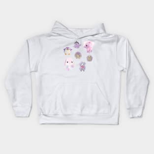 Purple Kawaii Plushies Sticker Pack Kids Hoodie